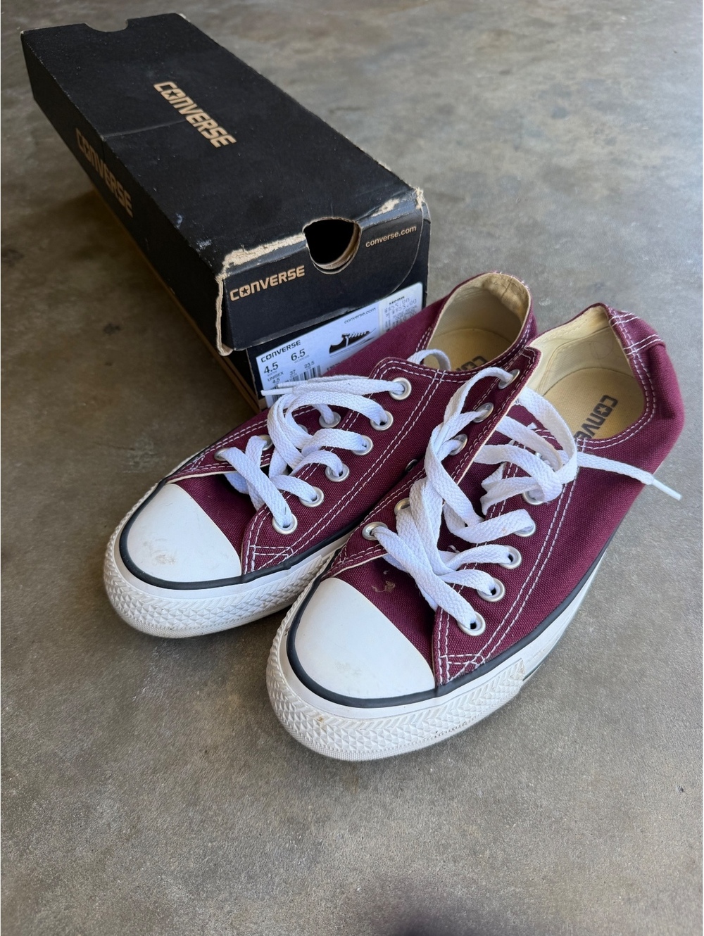 Converse Burgundy Canvas Low Top Sneakers Size 6.5